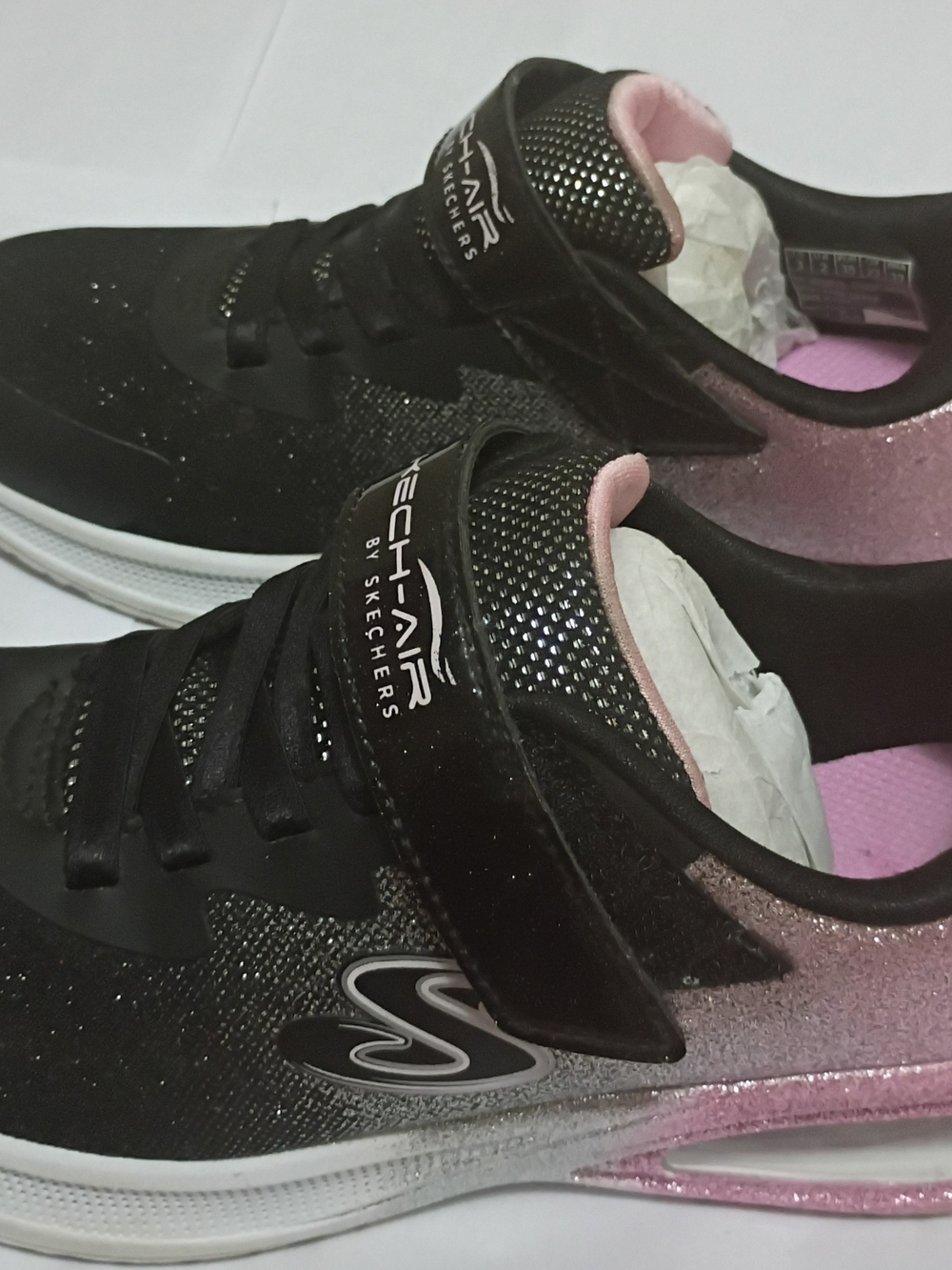 Skechers Microspec Max Advance - Glitz Gala Sneakers Black/ Pink Girls Size 3